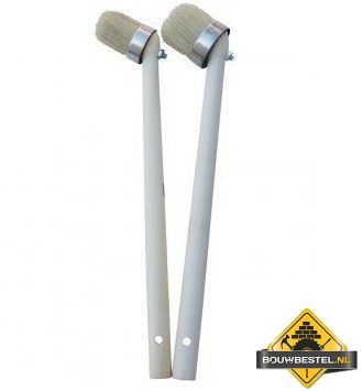 Bokkepoot. wit haar. met houten steel 40 mm