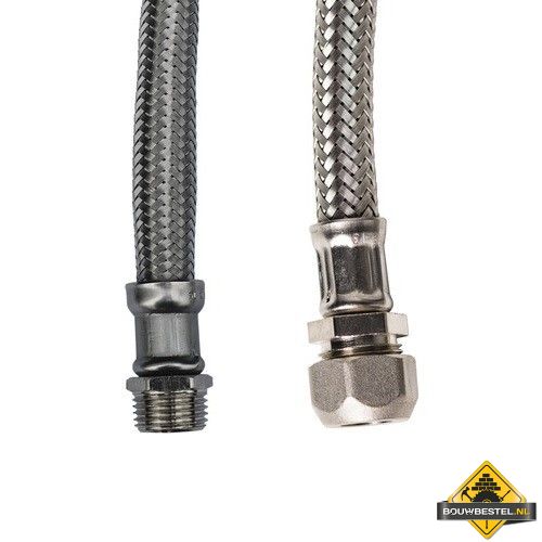 KIWA metalen Flexibele aansluitslang 1/2inch buiten x 15mm knel 30cm