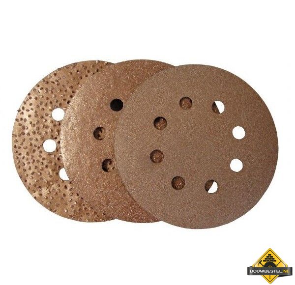 Carbide schuurplaat velcro rond 8H | 125 mm | G80 | Super Prof