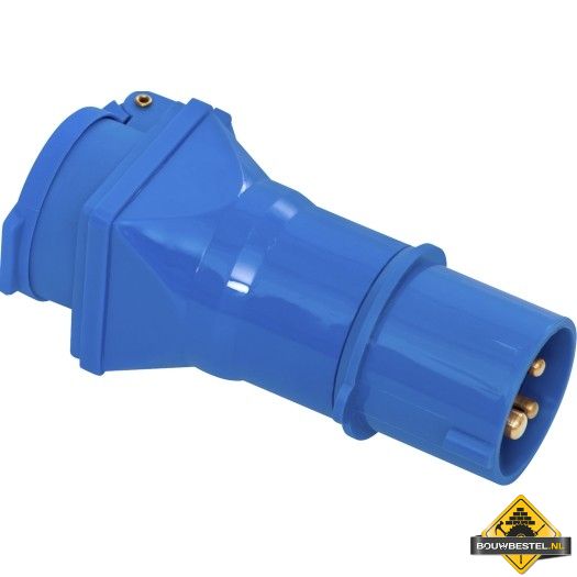CEE-adapterstekker 16A, 3-polig, 230 V, 6hPVC aardingscontact-contactdoos