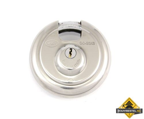 M-LOY RVS discushangslot Ø90mm, GS nr. 902, met uitboorbeveiliging incl. 2 sleutels