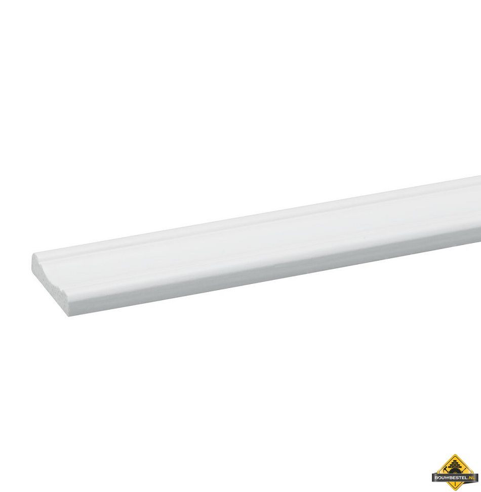 Grenen decorlijst FSC 8 x 34 mm 270 cm wit gegrond