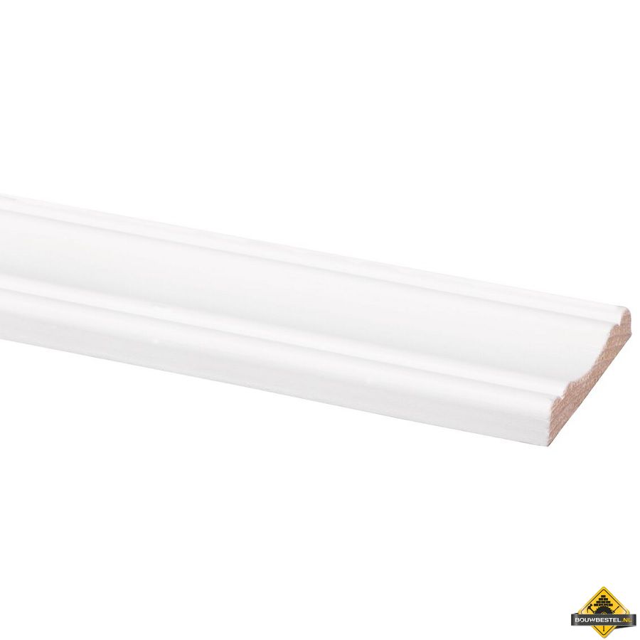 Grenen decorlijst FSC 8 x 46 mm 270 cm wit gelakt
