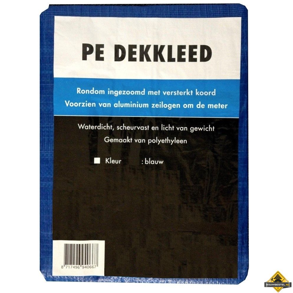 Dekkleed PE (Polyethhlene) blauw 4x6 meter - Bouwbestel Huismerk