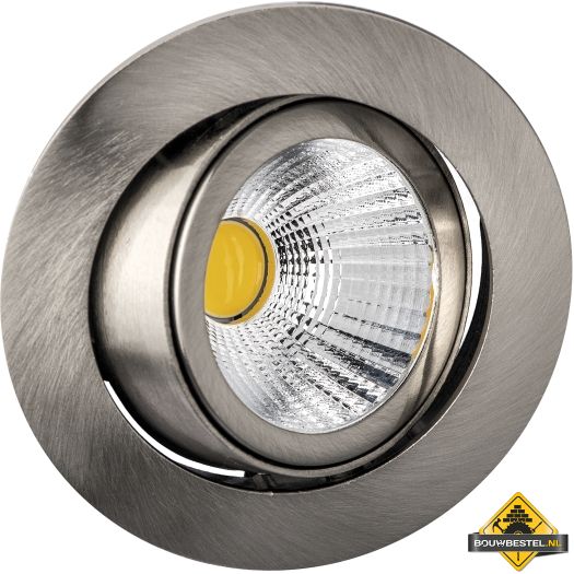 Deluna Aluminium inbouwspot kantelbaar ijzer, geborsteld warmwit, 8 W