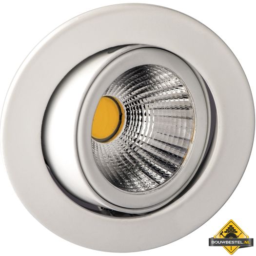 Deluna Aluminium inbouwspot kantelbaar wit warmwit, 8 W, 300K
