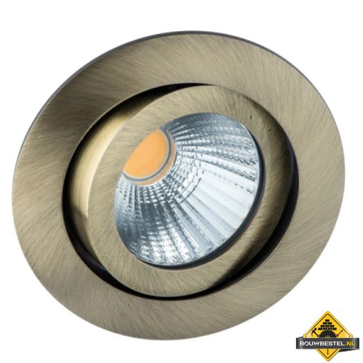 Deluna Aluminium inbouwspot LED kantelbaar dimbaar in warmte antiek messing, 7 W