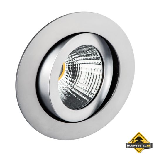 Deluna Aluminium inbouwspot LED kantelbaar dimbaar in warmte chroom mat, 7 W
