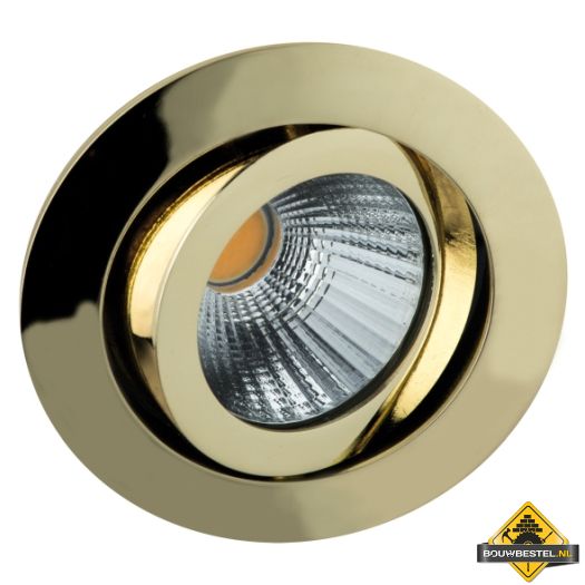 Deluna Aluminium inbouwspot LED kantelbaar dimbaar in warmte goud, 7 W