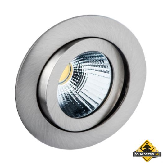 Deluna Aluminium inbouwspot LED kantelbaar dimbaar in warmte ijzer, geborsteld, 7 W