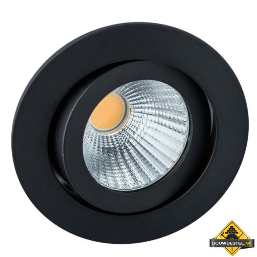 Deluna Aluminium inbouwspot LED kantelbaar dimbaar in warmte zwart, 7 W