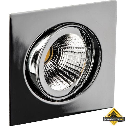 Deluna Aluminium inbouwspot VIERKANT-LED kantelbaar chroom, 8 W, 2700