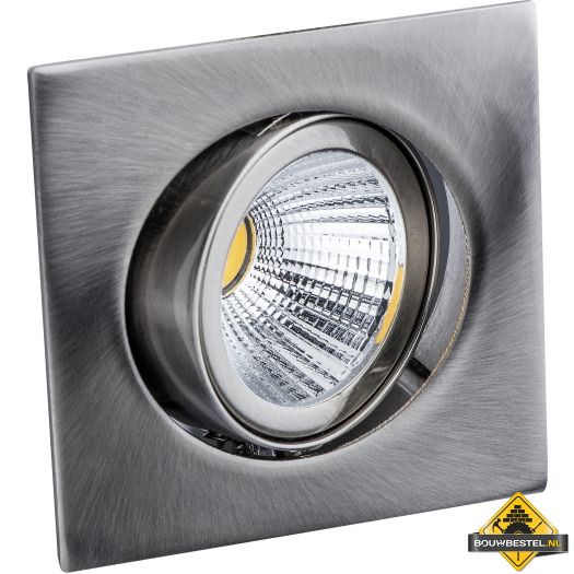 Deluna Aluminium inbouwspot VIERKANT-LED kantelbaar ijzer, geborsteld, 8 W