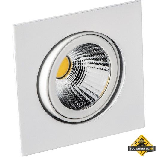 Deluna Aluminium inbouwspot VIERKANT-LED kantelbaar wit, 8 W, 2700K
