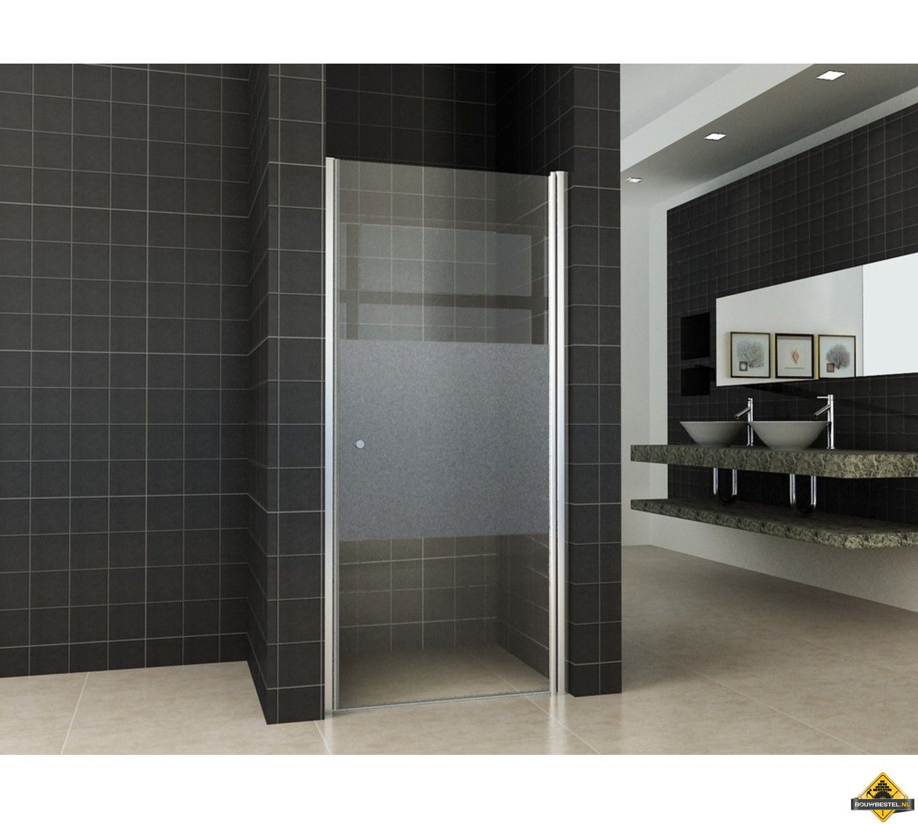 Wiesbaden Partly nisdeur 700x2000 8mm NANO met gedeeltelijk mat glas