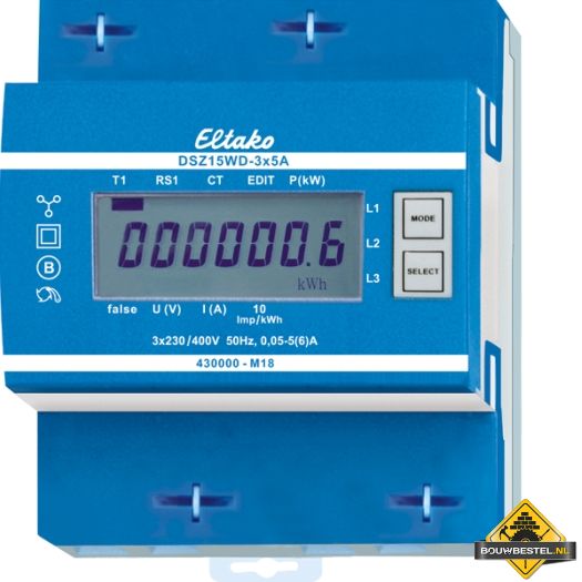 ELTAKO KWH-meter - 3 fase display, 3 x 5 A, MID geijkt