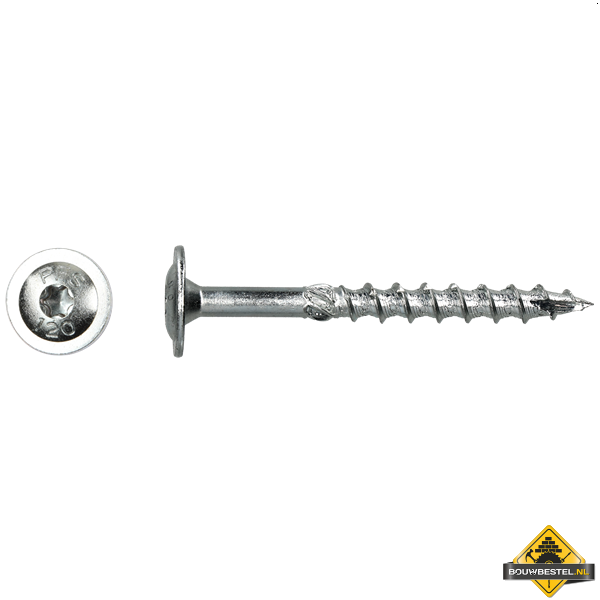 Flenskophoutschroef 6x30mm Zn T30 | 100 stuks