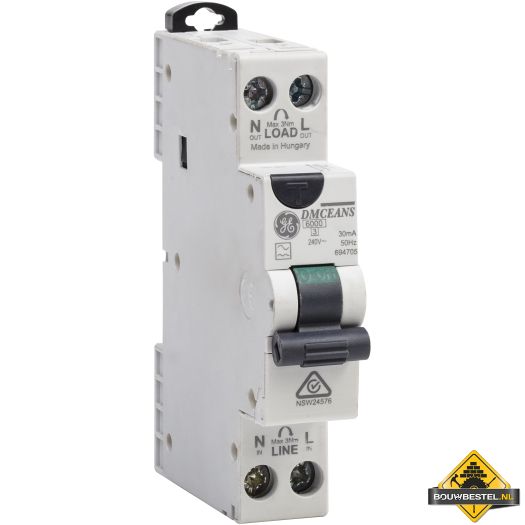 GE Aardlekautomaat 1-polig + N type A - 1 module breed B, 16A, 0,03A