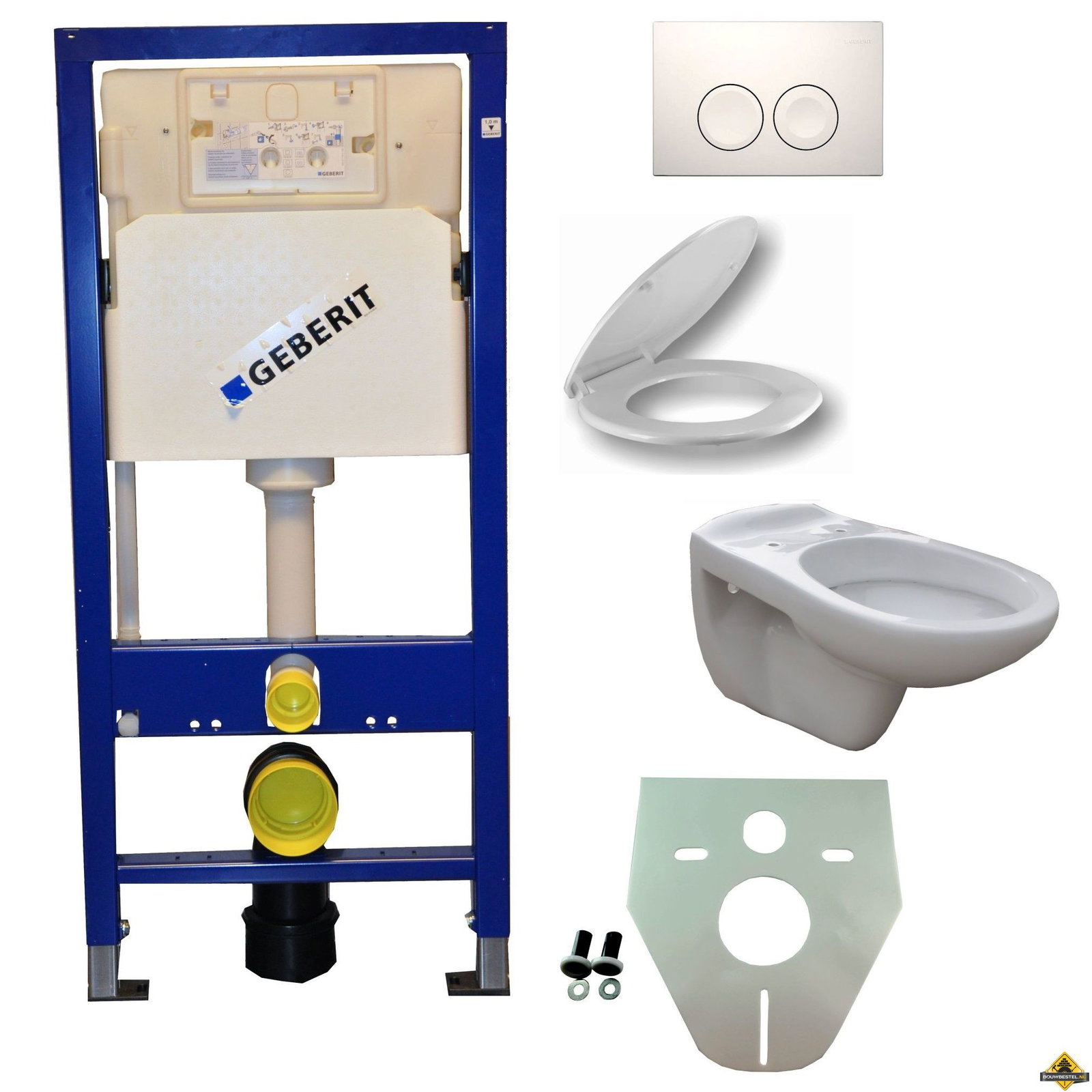Geberit UP 100 + Neptunus WC + Neptunus zitting. + Delta 21 wit