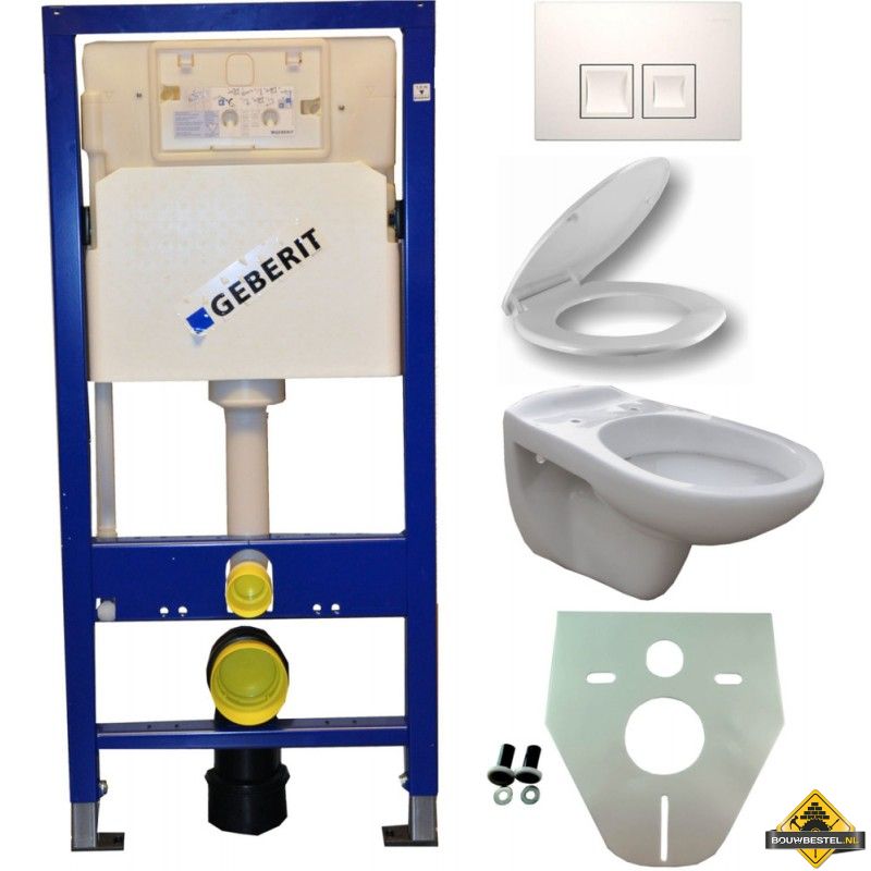 Geberit UP 100 + Neptunus WC + Neptunus zitting. + Delta 50 wit