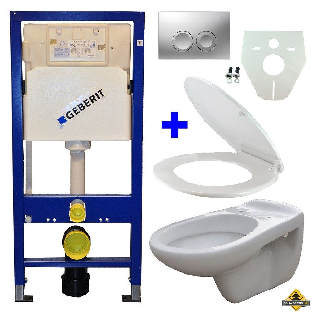 Geberit UP 100 + Neptunus WC + Neptunus zitting + Delta 21 mat chr