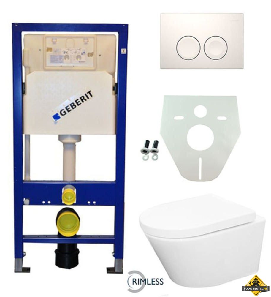 Geberit UP 100 Vesta Rimless wc + zitting + Delta 21 wit