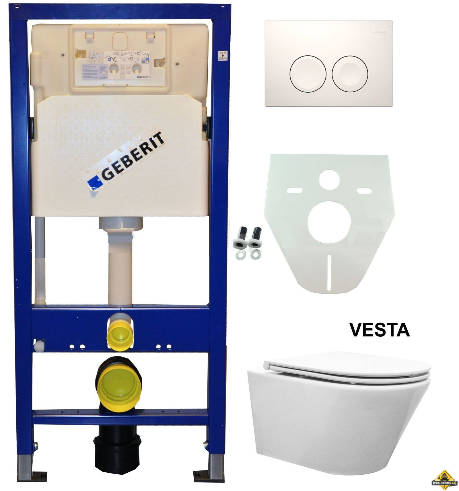 Geberit UP 100 Vesta wc + Flatline zitting + Delta 21 wit