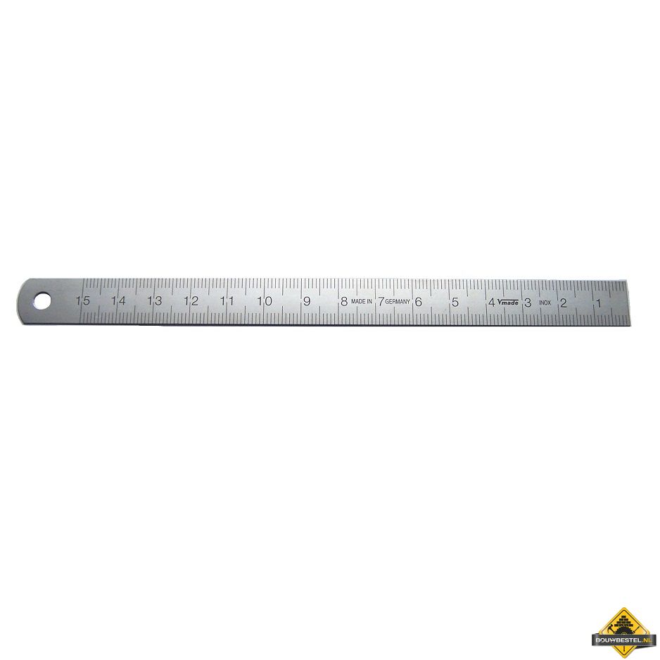 Geharde RVS liniaal met linkse schaal - 250 x 13 x 0,5 mm