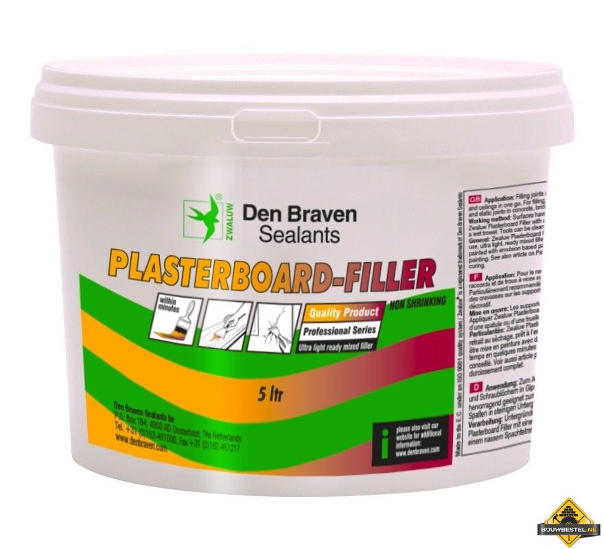 Zwaluw plasterboardfiller wit emmer 5 liter