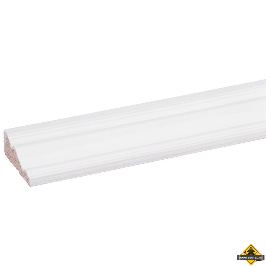 Grenen decorlijst FSC 12 x 32 mm 270 cm wit gegrond