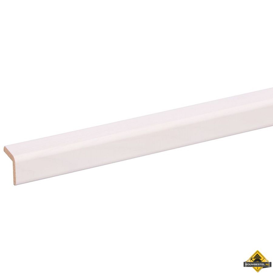 Grenen hoeklat FSC 20 x 20 mm 270 cm wit gegrond