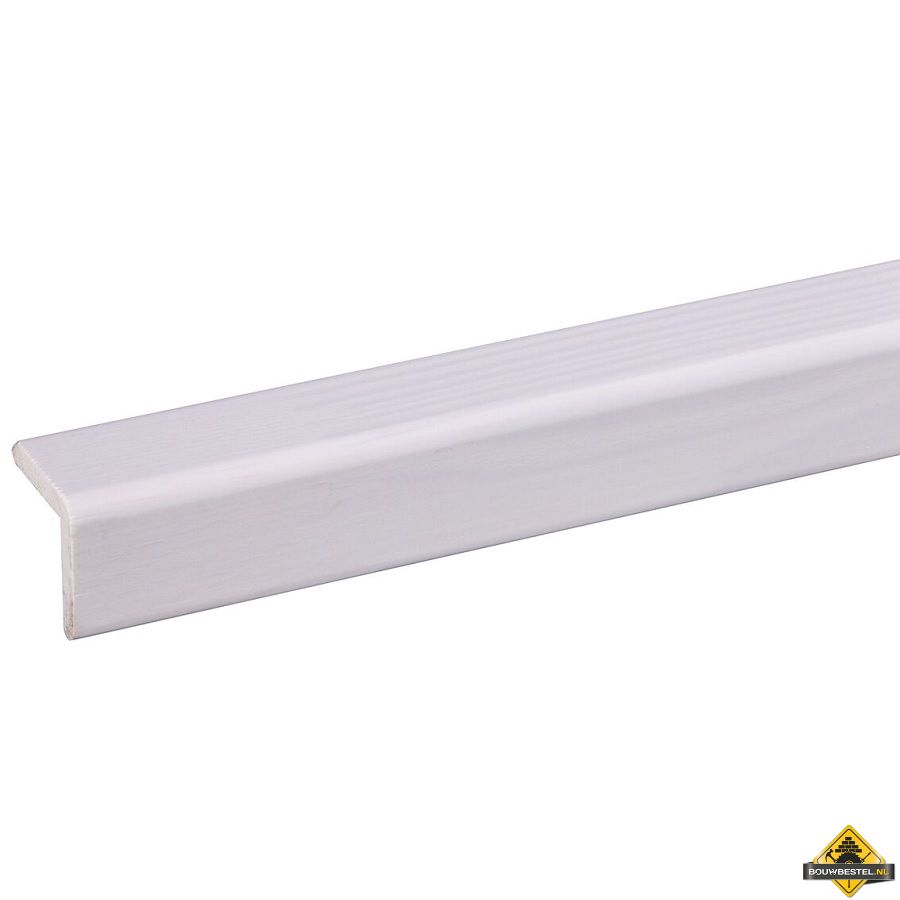 Grenen hoeklat FSC 27 x 27 mm 270 cm wit gegrond