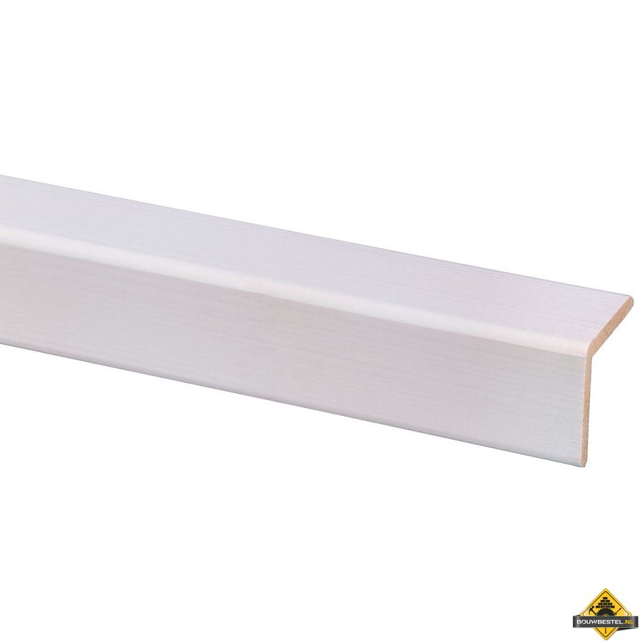 Grenen hoeklat FSC 34 x 34 mm 270 cm wit gegrond