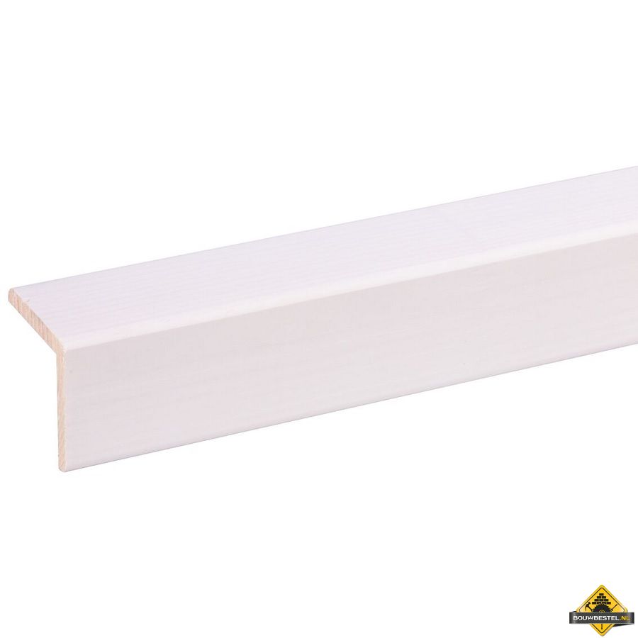 Grenen hoeklat FSC 44 x 44 mm 270 cm wit gegrond