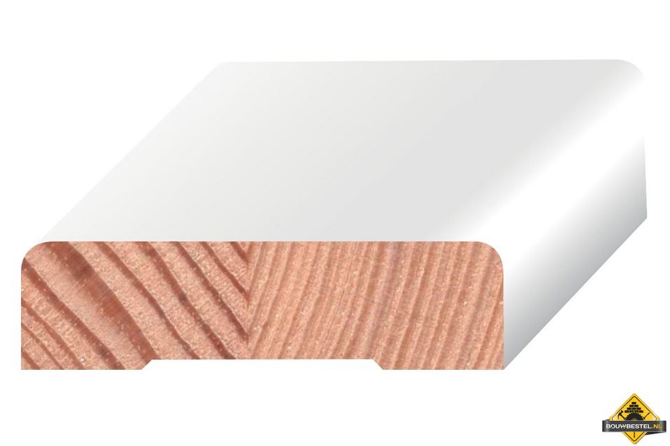 Grenen koplat recht voorgelakt RAL 9010 FSC 12 x 45 mm 480 cm per stuk