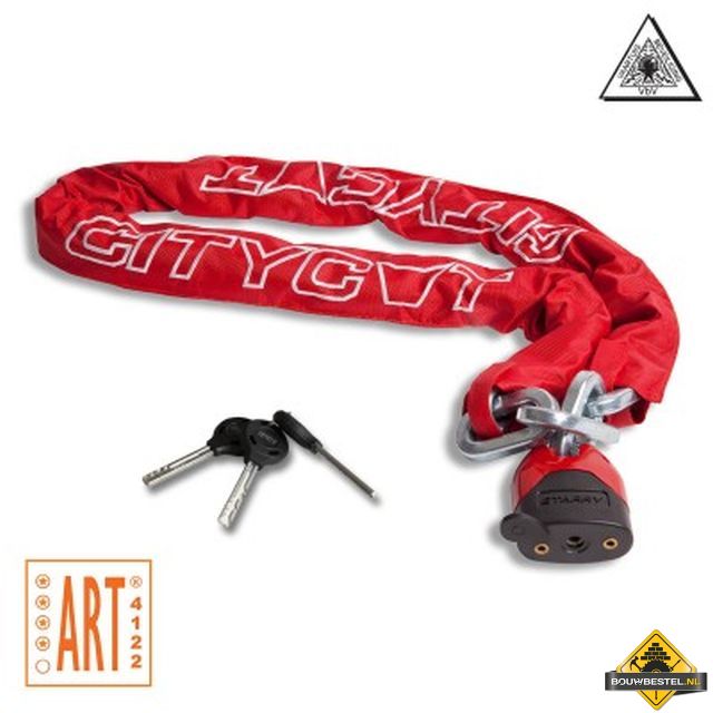 Hardstalen ketting 200cmx12mm, vierkante schakels, textiel overtrokken. Incl. hangslot. met 3 sleutels ART4122 ****