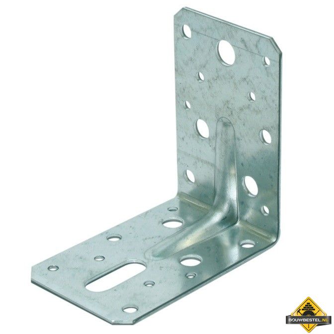 Hoek / Hoekanker / Versterkingshoek 90x90mm met ril 115x2 Sendzimir Verzinkt - per stuk