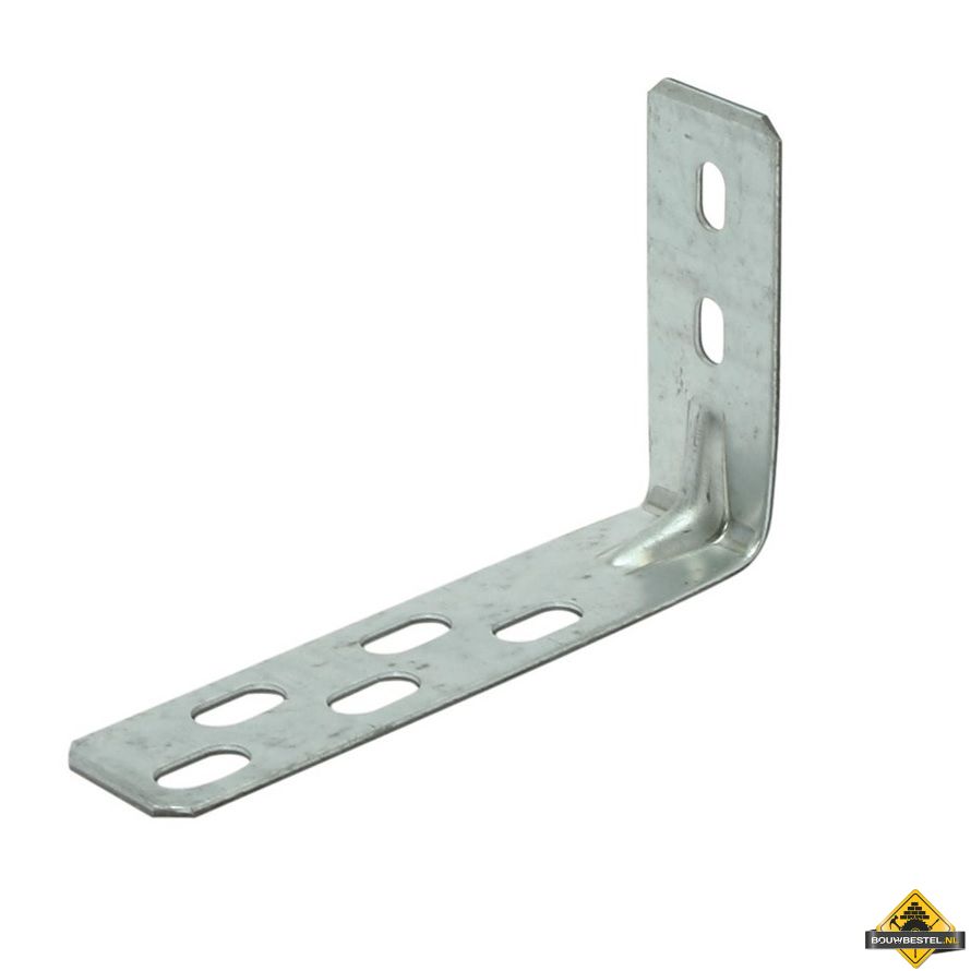 Hoekanker / hoekijzer met ril | Staal verzinkt | 75x125mm 30x2mm | 25 stuks