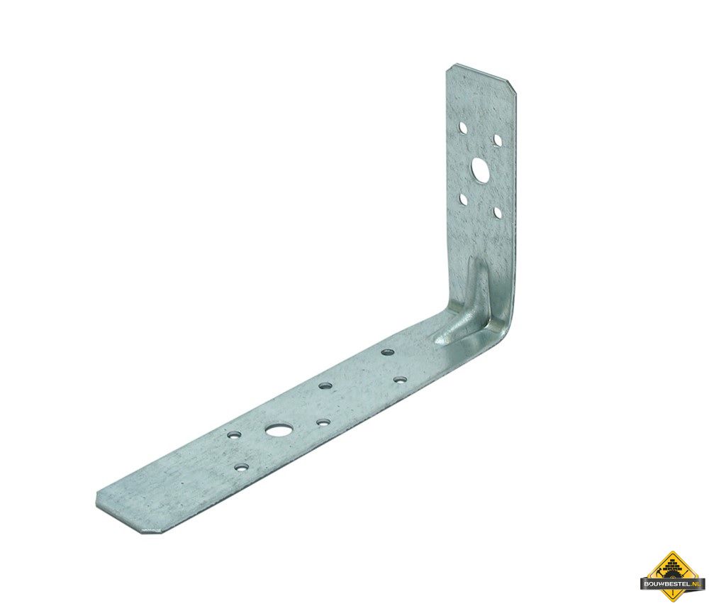 Hoekanker / hoekijzer met ril | Staal verzinkt | 90x160mm 30x2mm | 25 stuks