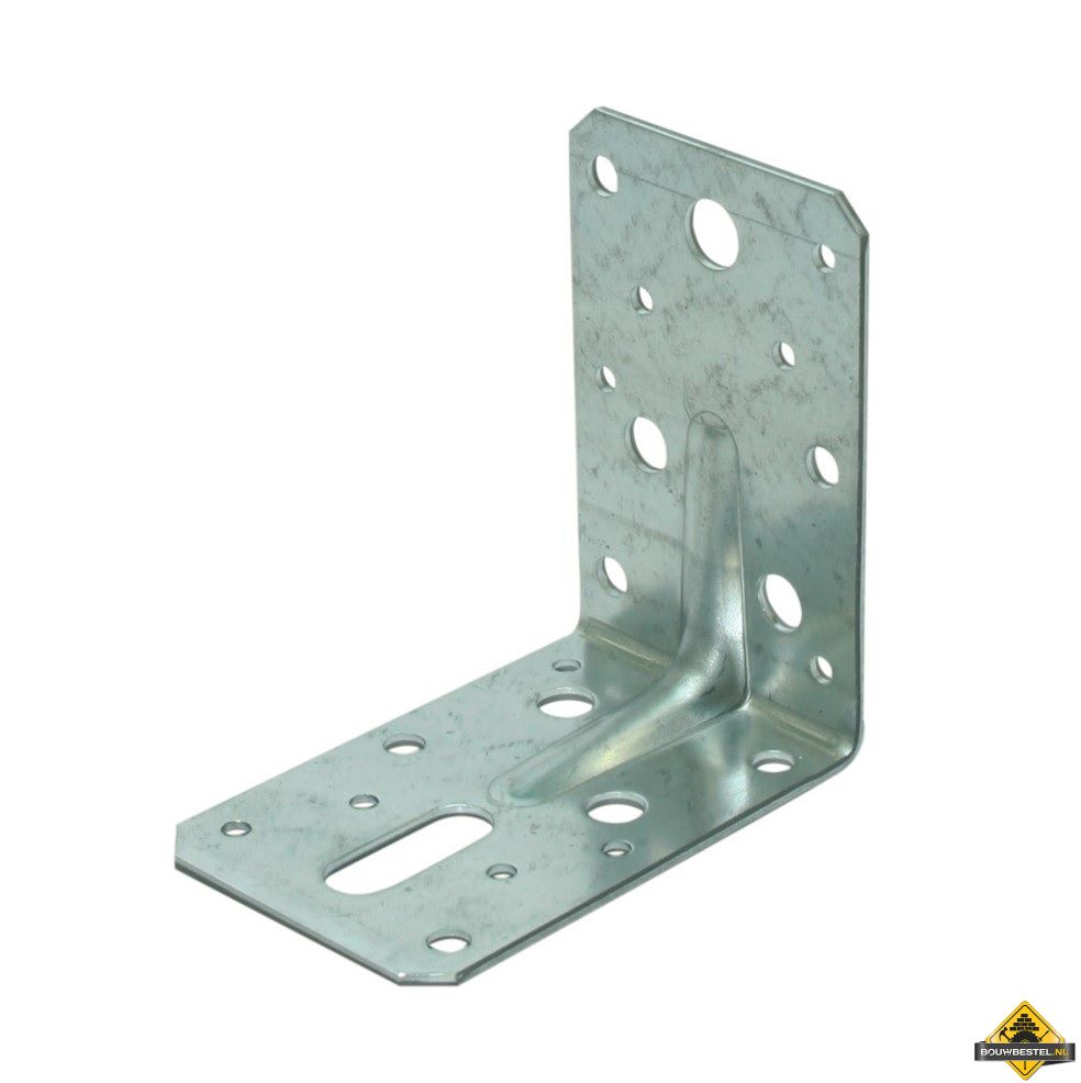 Hoekanker / hoekijzer met ril | Zink Magnesium | 90x90mm 60x2,5mm | 25 stuks