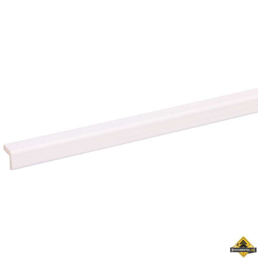 Grenen hoeklat FSC 13 x 13 mm 270 cm wit gegrond