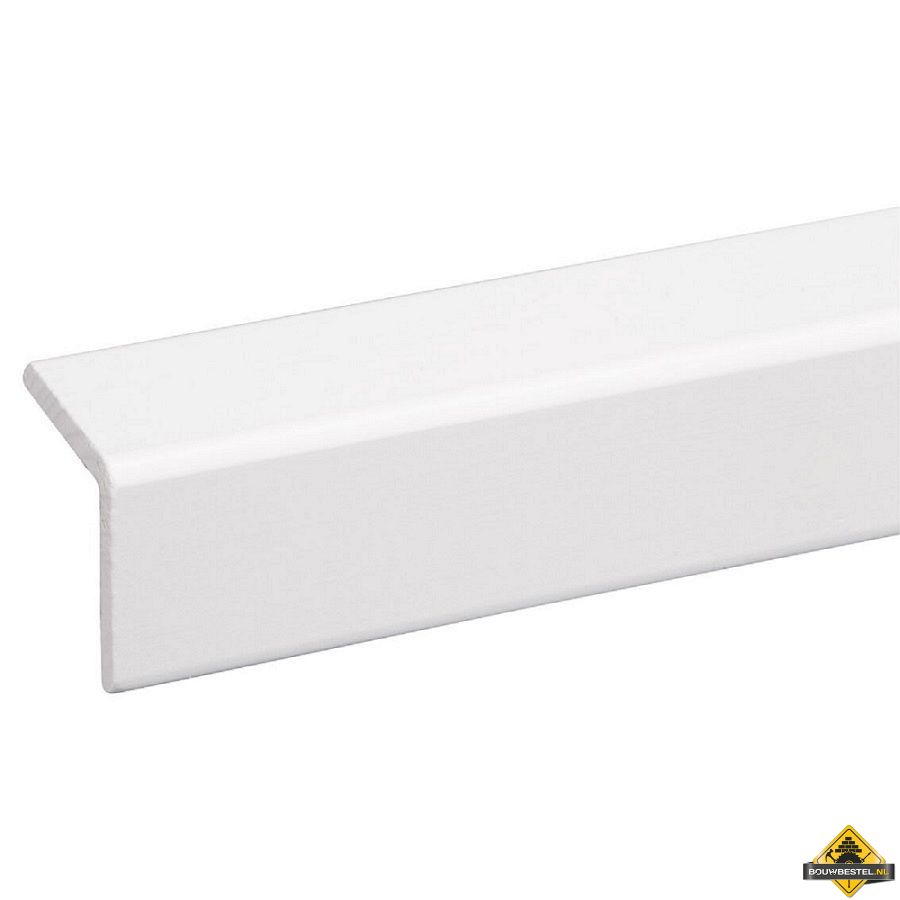 Grenen hoeklat FSC 34 x 34 mm 270 cm wit gelakt