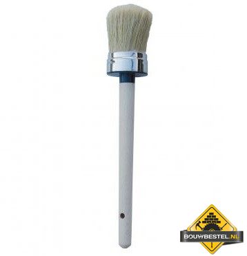 Hoekwitter SUPER PROF ECO. wit haar. houten steel. rond 50 mm