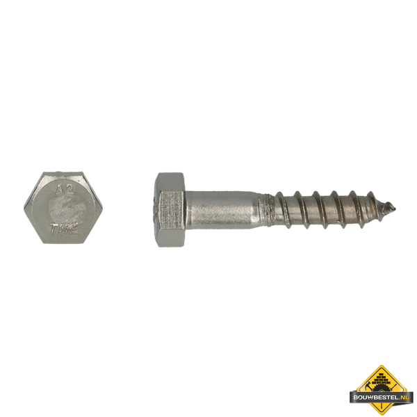 Houtdraadbout RVS A2 DIN 571 Diameter 8x120mm | 50 stuks