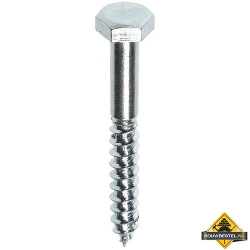 Houtdraadbout DIN 571 8x50 RVS A2 - AISI304 - 25 stuks