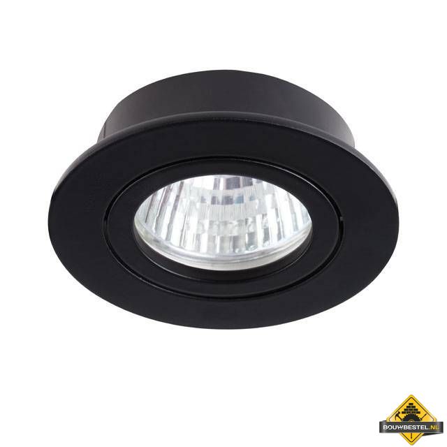 Inbouwspot rond mat zwart kantelbaar 82mm GU10