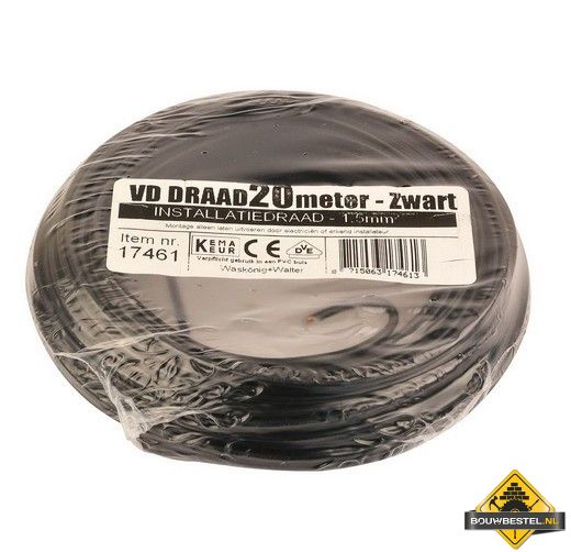VD-draad 1.5 mm2 zwart - 20 meter (INFORMEER NAAR DE LEVERTIJD)