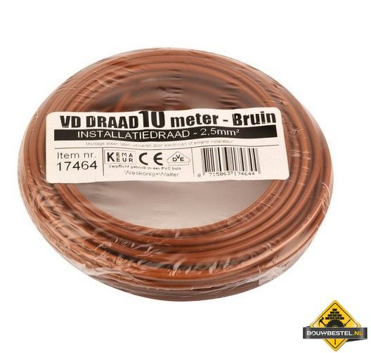 VD-draad 2.5 mm2 bruin - 10 meter