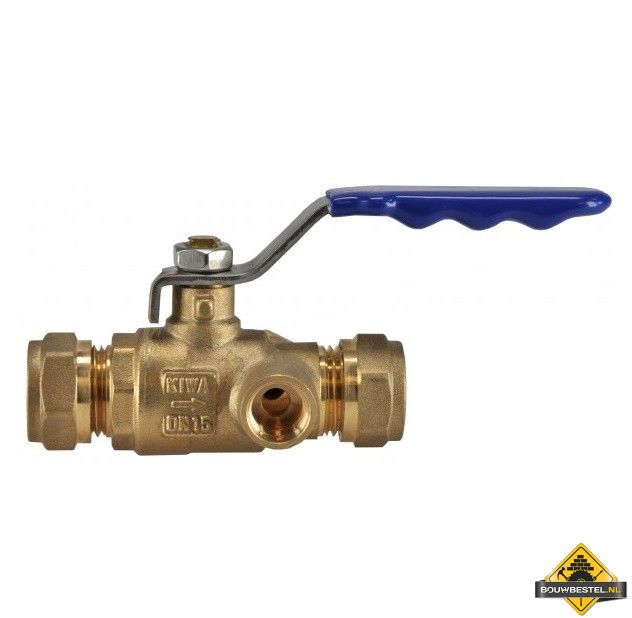 Riko Kiwa kogelstopkraan 2xkn met aftap 15mm