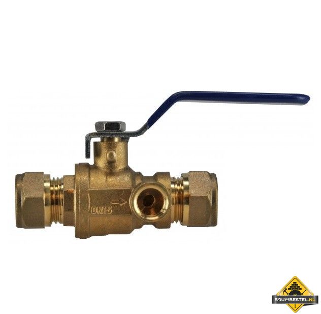 Riko water-kogelstopkraan 2xknel met aftapgedeelte 28mm